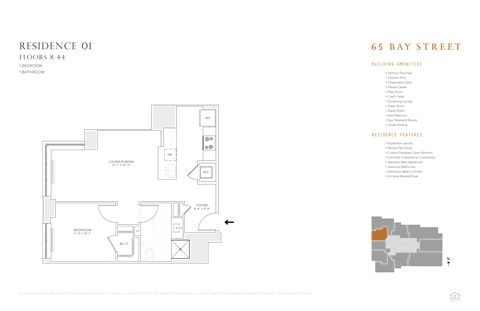 1 bedroom 1 bathroom floorplan E at 65 Bay Street, New Jersey, 07302